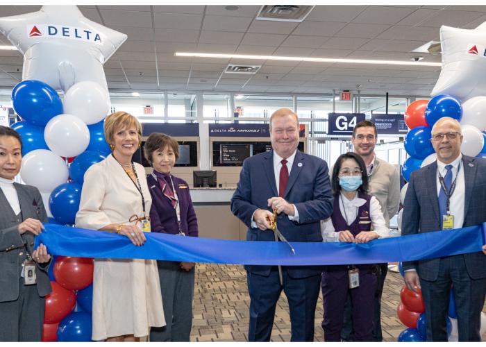 Tokyo Haneda resumption ribbon cutting March 2023